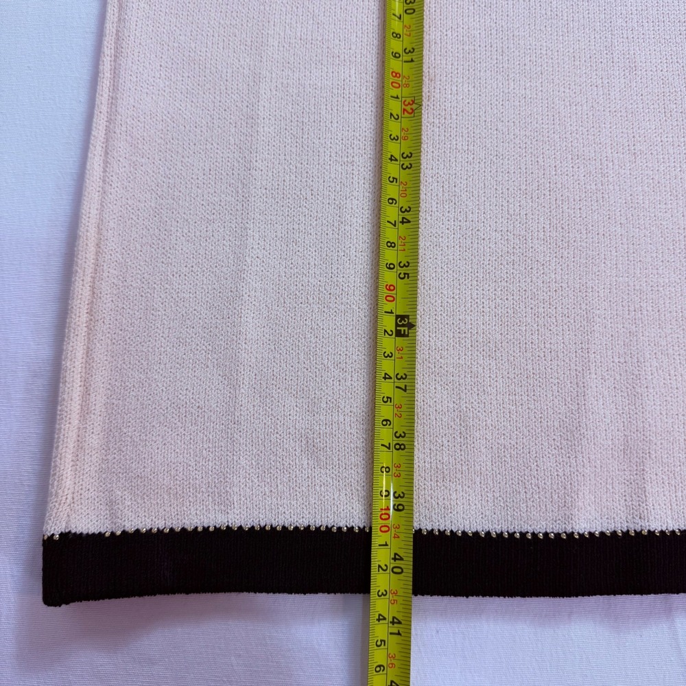Vintage St.John Collection Santana Knit Dress Jacket Pin Set Pink Cream 10 USA - Picture 10 of 16
